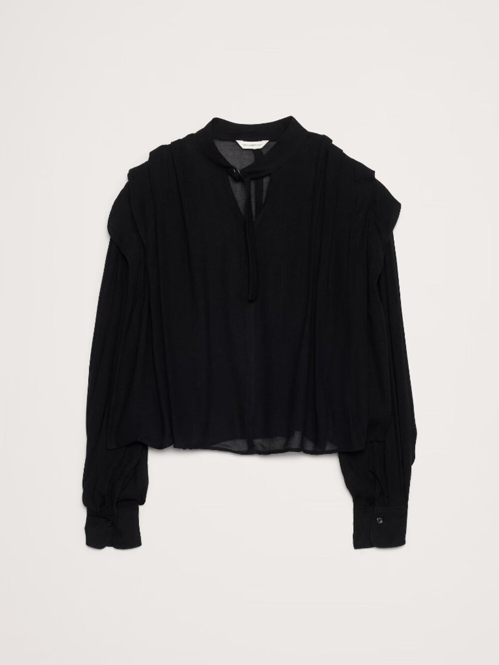 Sheer Pleat-Shoulder Top